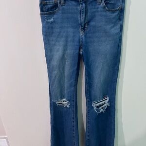 American Eagle Next Level Stretch Blue Distressed Women Size 2 Flare Jeans